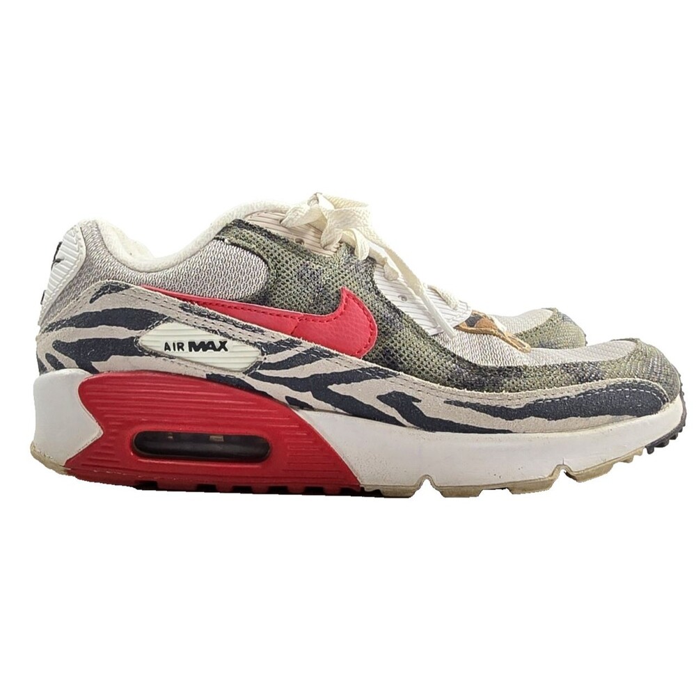 NIKE AIR MAX 90 USED SIZE 6.5Y TUNNEL WALK LIGHT IRON ORE RED BLACK DZ4839-001 - Picture 4 of 9